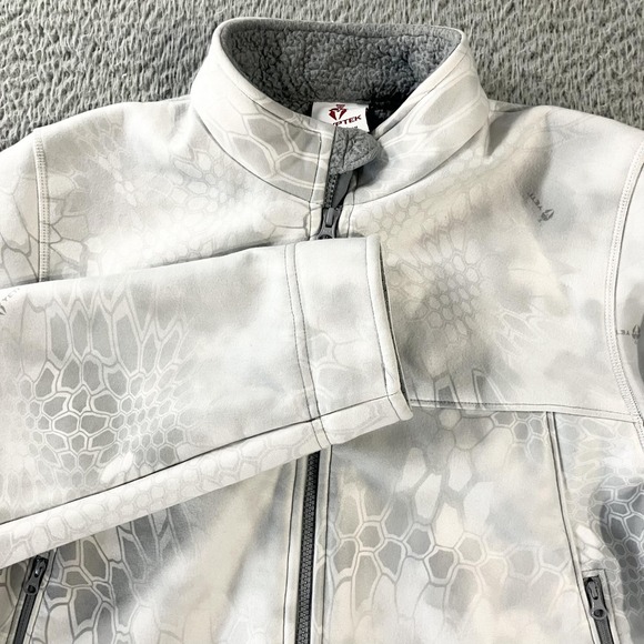 Kryptek Jacket Mens Medium Gray Yeti Camo Softshell Fleece Lined Hunting - Picture 1 of 8